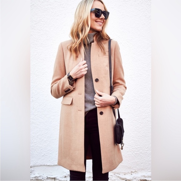 J.Crew Regent coat topcoat in double-serge wool camel tan size 2 - Picture 2 of 16